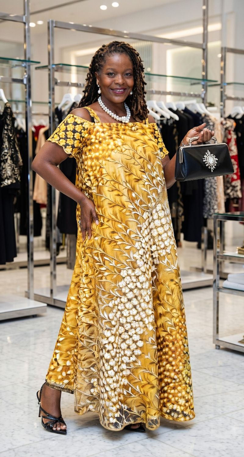 A Cold shoulder gold lace maxi dress