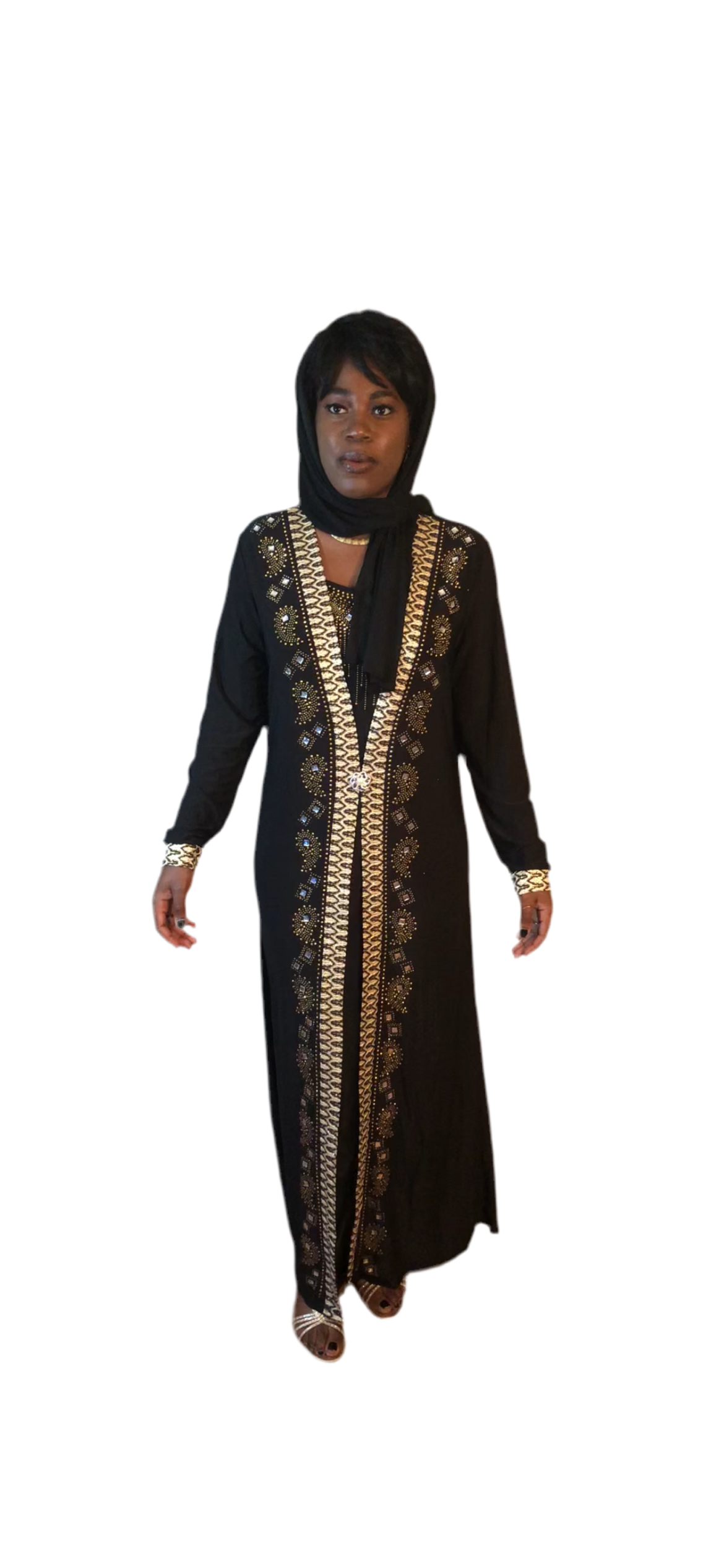 Black Abaya with Gold Trim