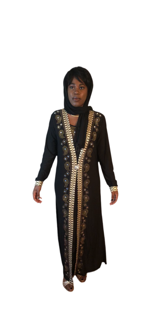Black Abaya with Gold Trim