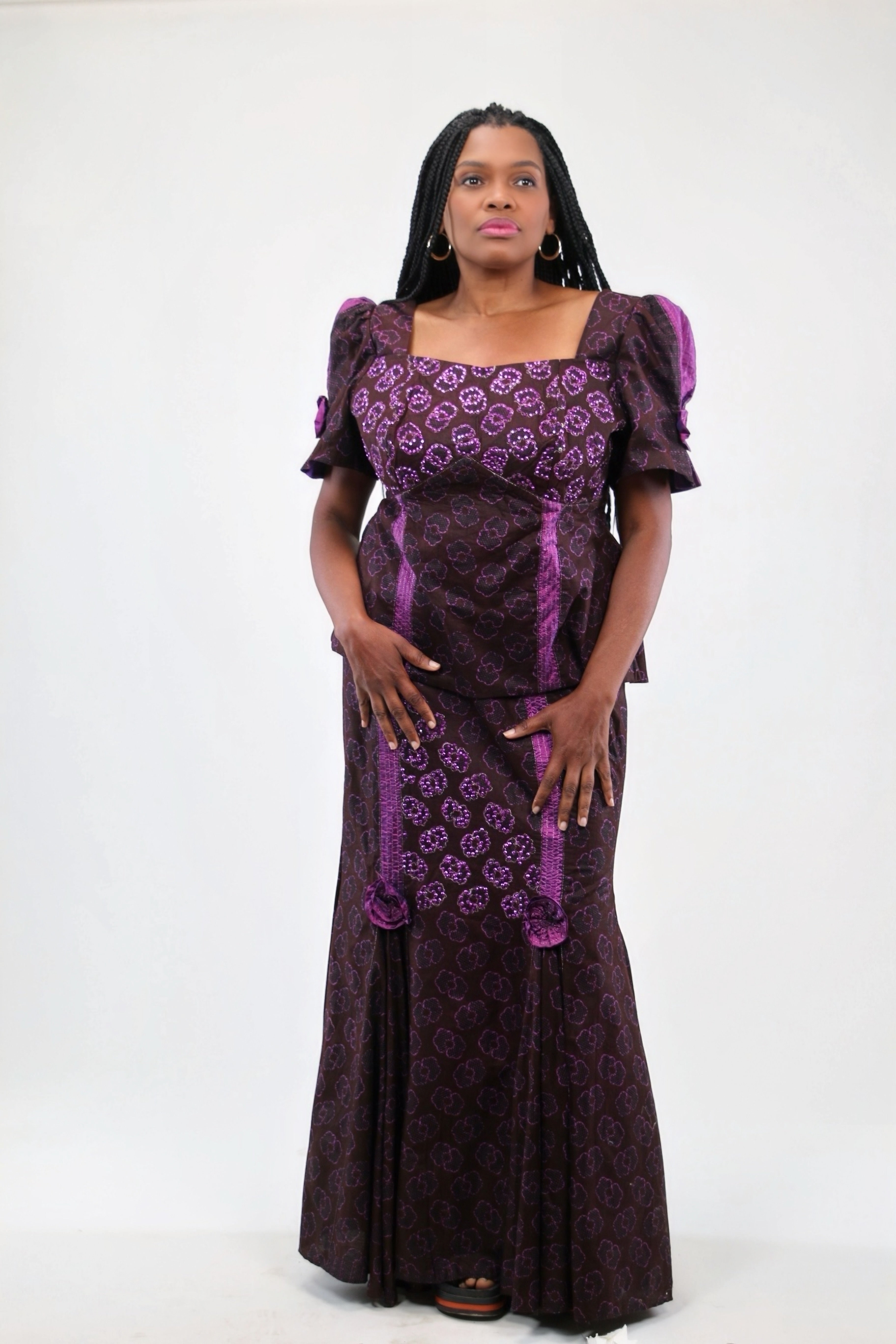 Ankara label Ogoo Deep purple and maroon with purple embellishment