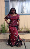 Burgundy Set with Embellishments
