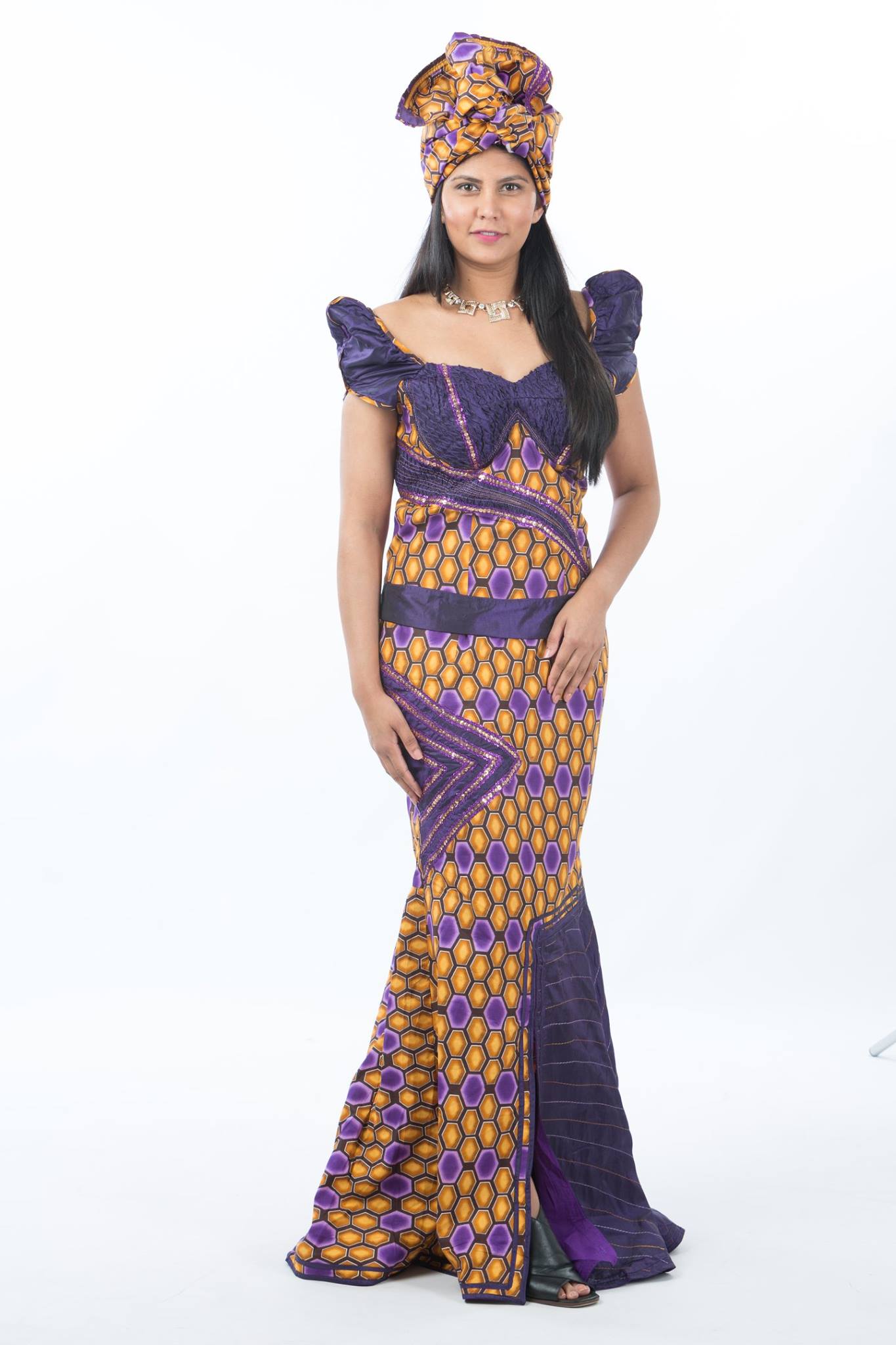 Ankara and Tafetta Skirt set with Scarf
