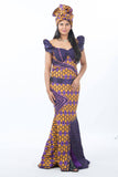 Ankara and Tafetta Skirt set with Scarf