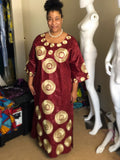Embroided Wine and Gold Brocade Caftan