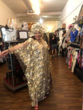 Gold and Beige Lace with Flowered embellishment
