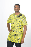 Lemon Green shirt with brown and black stars