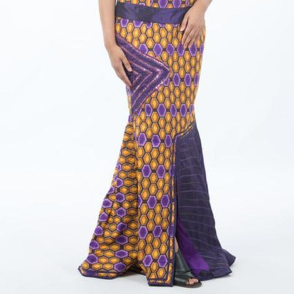 Ankara and Tafetta Skirt set with Scarf